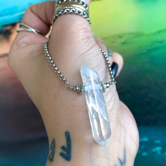 Genuine aura crystal quartz chocker boho necklace - Picture 3 of 12